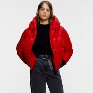 ZARA Red Puffer Jacket